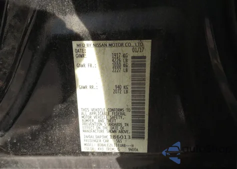 2017 Nissan Altima 2.5 S z USA, uszkodzony, nr VIN 1N4AL3AP3HC186013